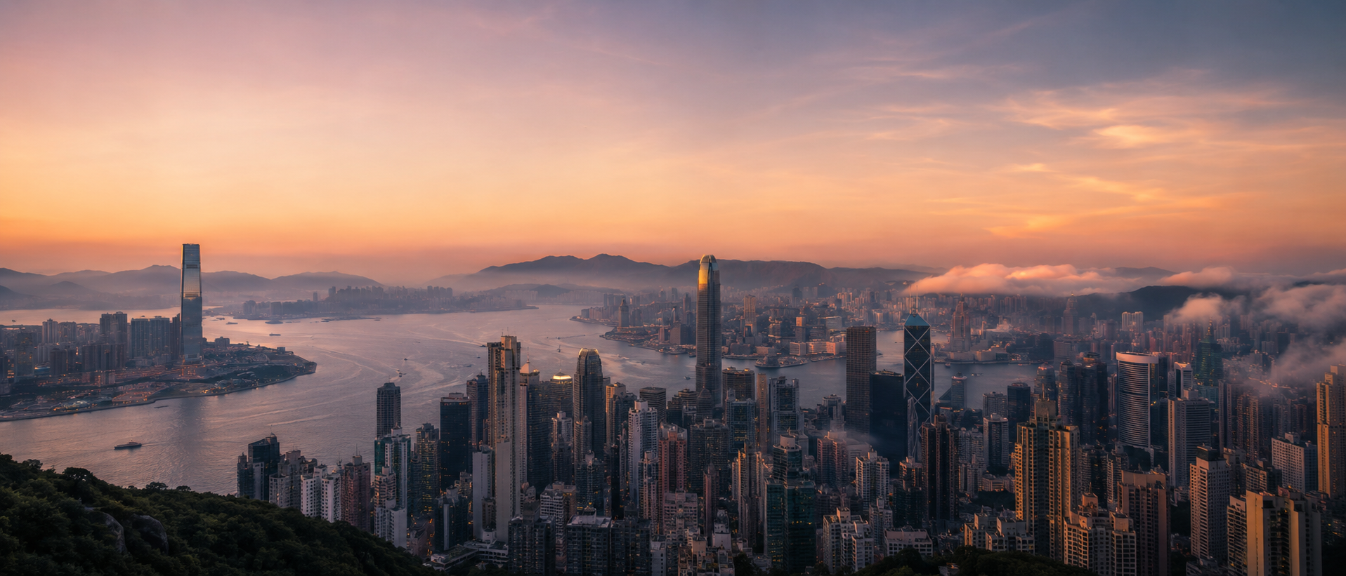 Hong Kong harbour at dawn