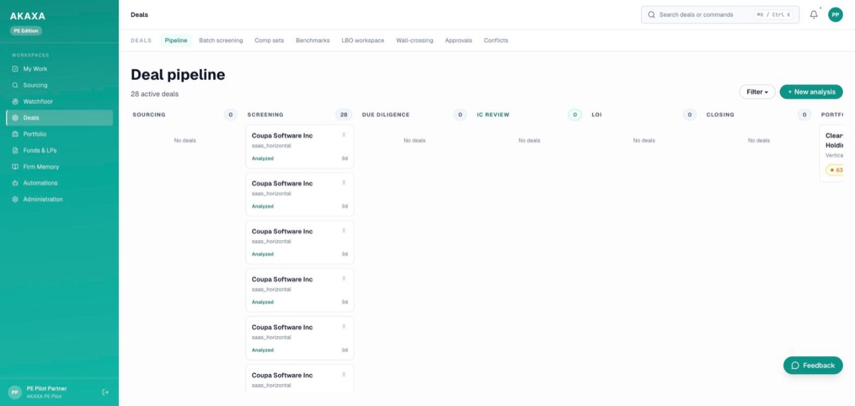 Deal pipeline